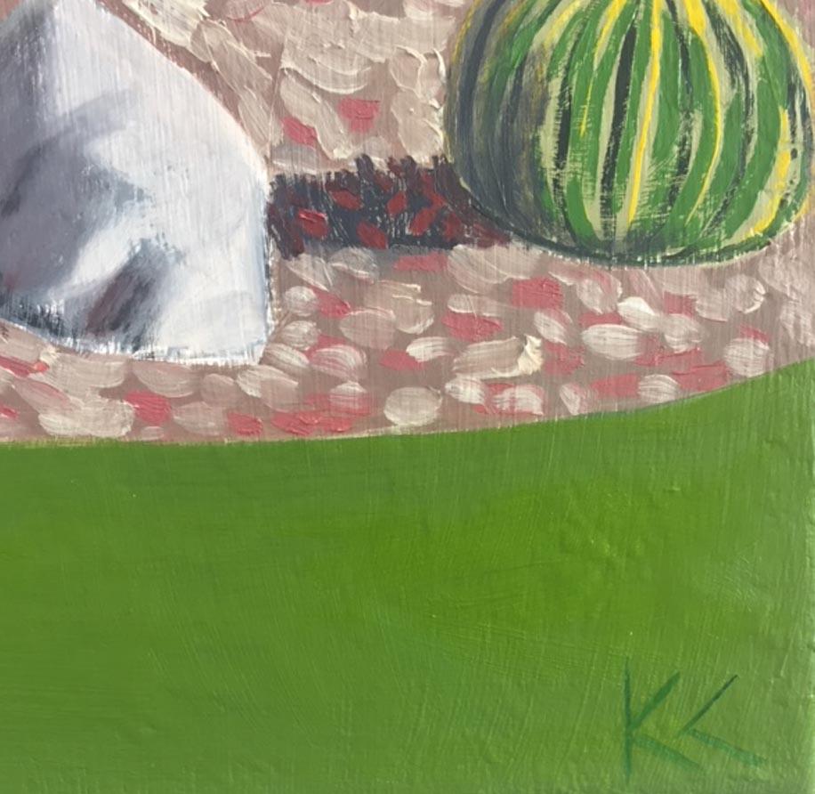 Califonia Cactus, contemporary Hockney style art  - Contemporary Painting by Karen Lynn