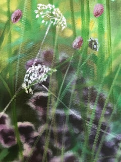 Coastal Summer Garden VIII, Blumenmalerei, grün, blau, lila, gelb, weiß