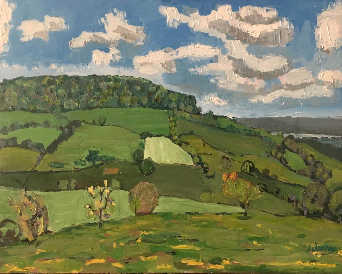 The Stroud valley BY ELEANOR WOOLLEY,  Abstract Landscape Painting for Sale