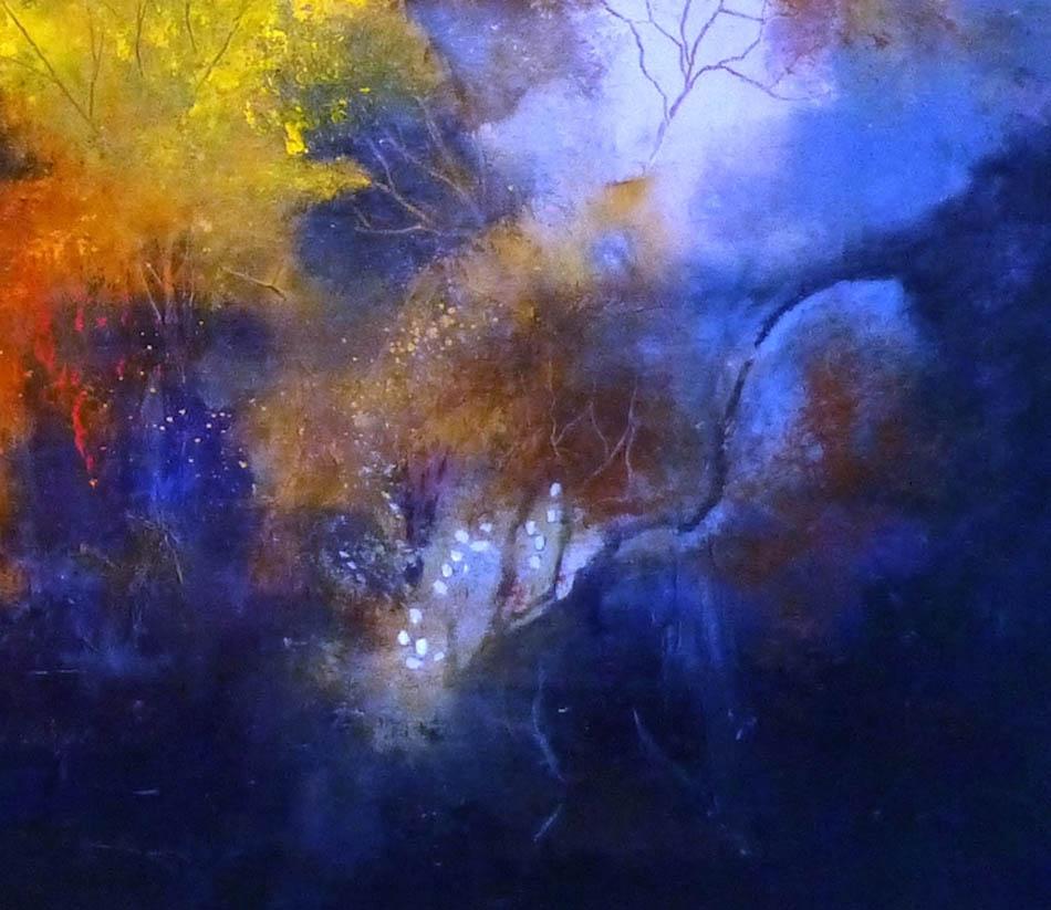 Alba d'autunno DI ANUK NAUMANN, Pittura originale con tecnica mista di paesaggio in vendita - Painting di Anuk Naumann