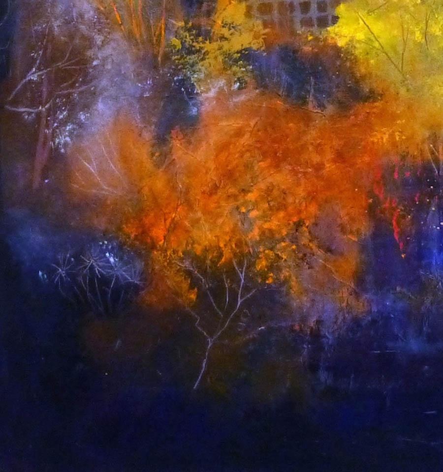 Alba d'autunno DI ANUK NAUMANN, Pittura originale con tecnica mista di paesaggio in vendita in vendita 3