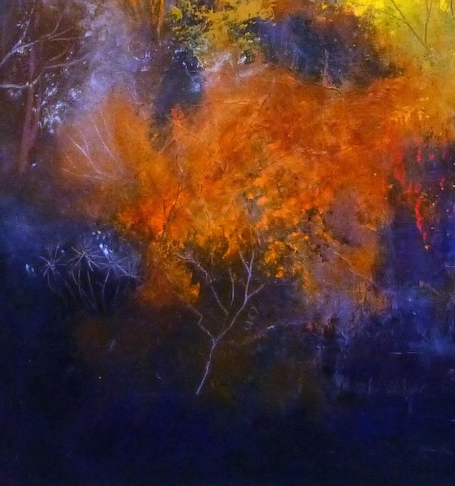 Alba d'autunno DI ANUK NAUMANN, Pittura originale con tecnica mista di paesaggio in vendita in vendita 6