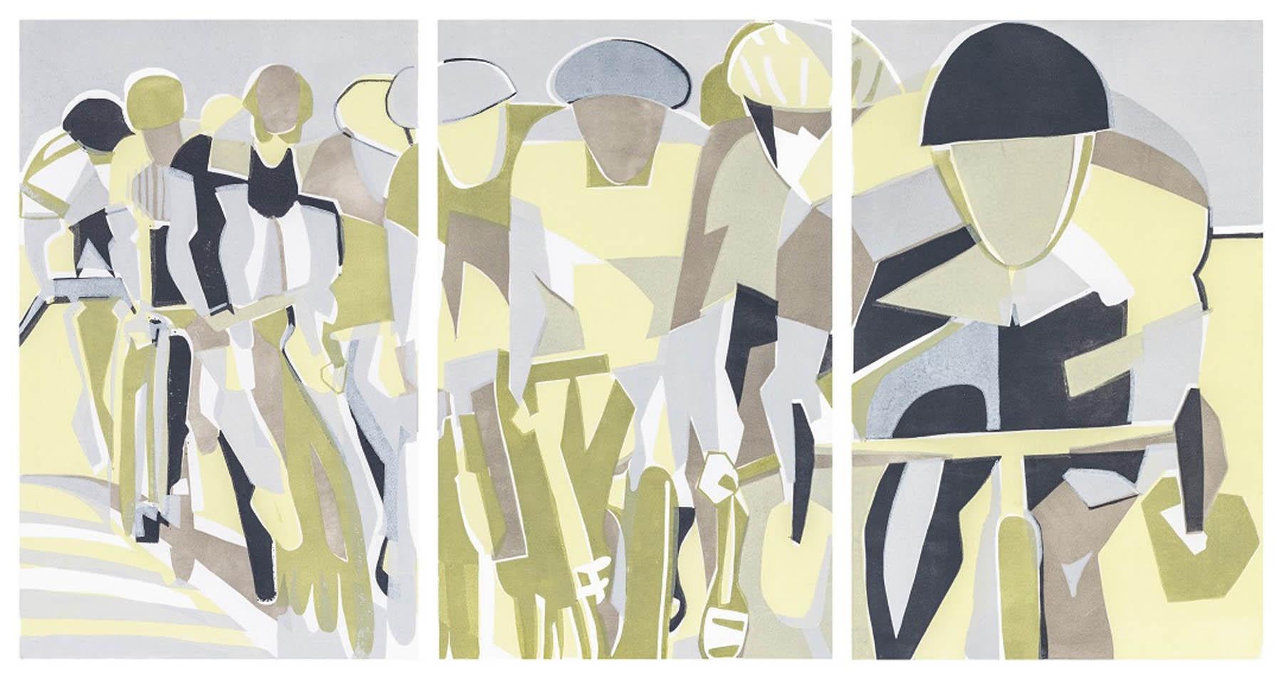 Drafting BY LISA TAKAHASHI, Cyclist Art, Sports Art, Large Scale Art, Abstract - Print by Lisa Takahashi