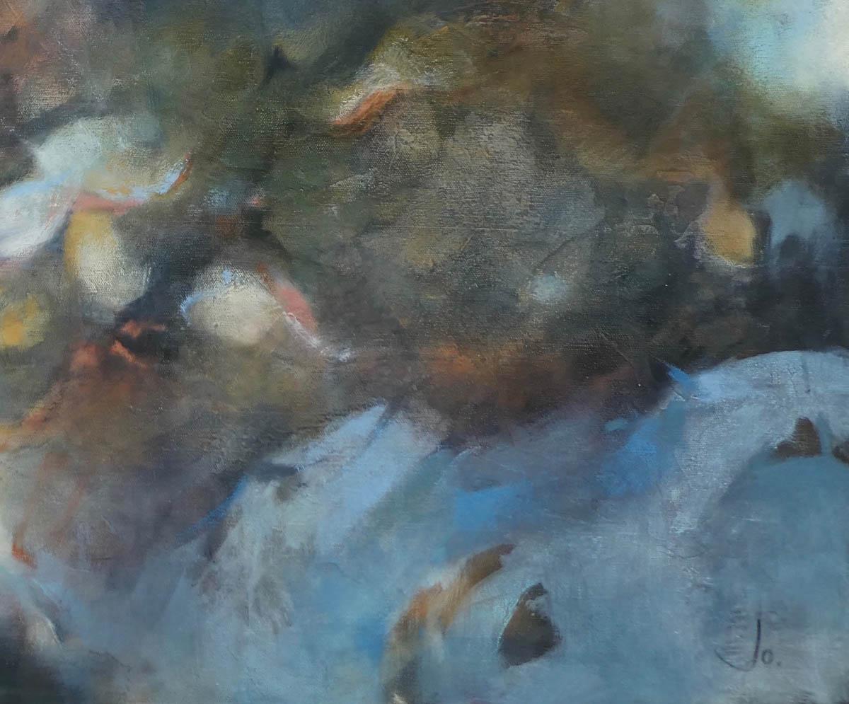 Being Free, peinture abstraite de JO JENKINS, art abstrait contemporain original - Gris Abstract Painting par Jo Jenkins