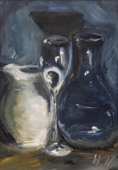 Henrietta Caledon, White Jug, Original Contemporary Framed Oil Painting