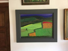Huerta Asturias BY CHRISTO SHARPE, Original Landscape Painting, Naive Art