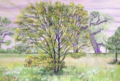 L'arbusto solitario che trema nel vento pittura paesaggistica contemporanea