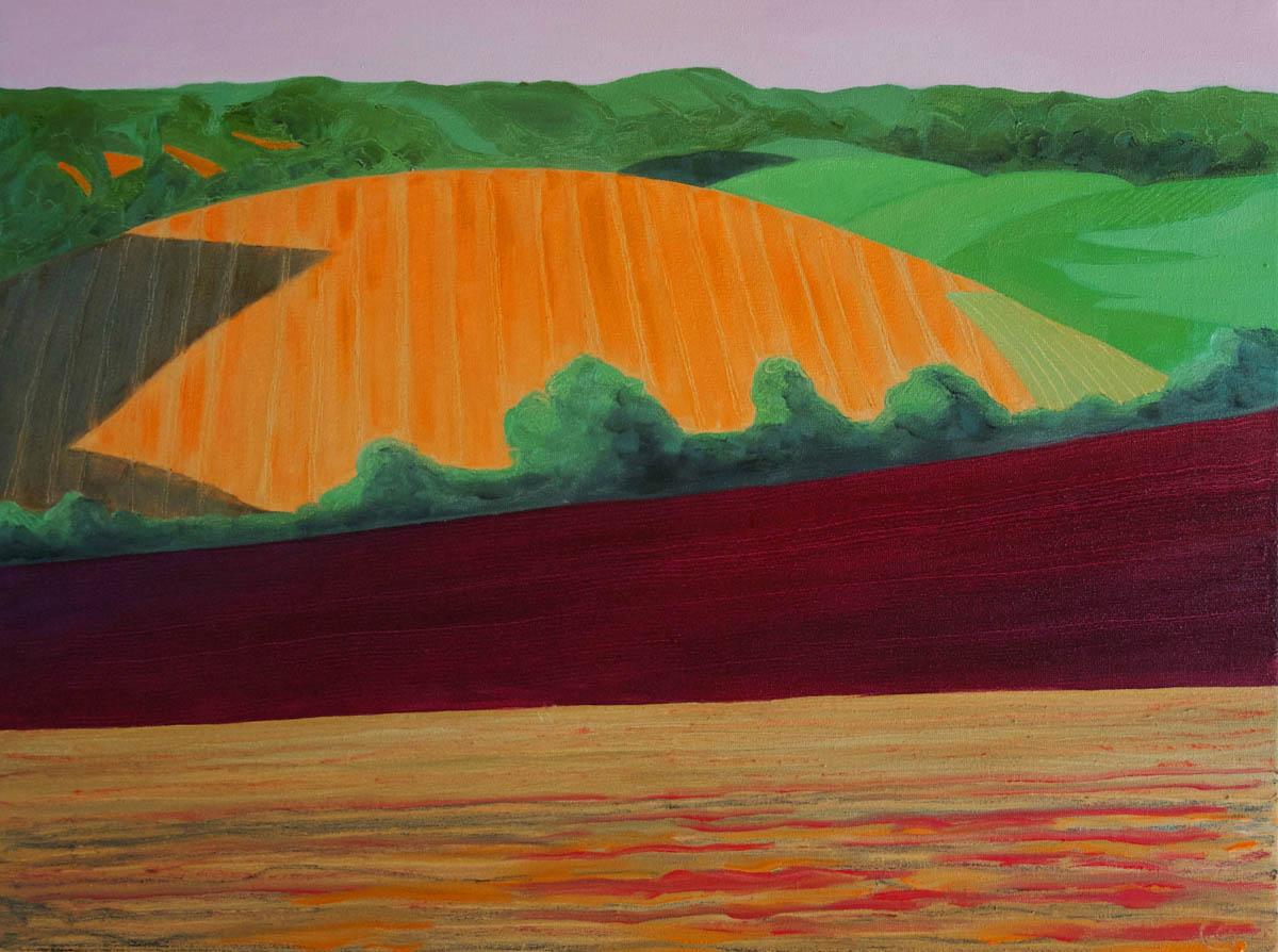 Christo Sharpe Landscape Painting - Early morning over Weald of Kent BY CHRISTO SHARPE, Original Contemporary Art