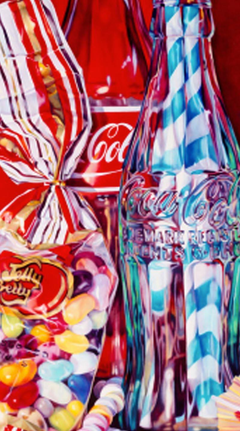 Coke, Jelly Beans and Lifesavers, still life pop art screen print - Print by Kate Brinkworth