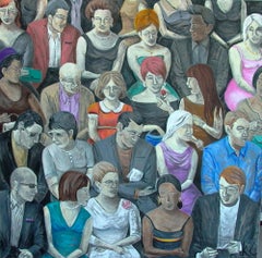 3 Small Crowd, Urban Painting , Original Art, Karen Lynn, Figurative Art, People