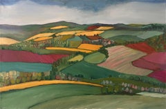 Yellow fields, Eleanor Woolley, Bright Art, Naive Art, Abstract Fields