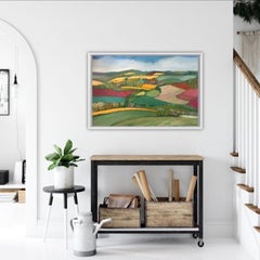 Gelbe Felder, Eleanor Woolley, Helle Kunst, Naive Kunst, Abstrakte Felder