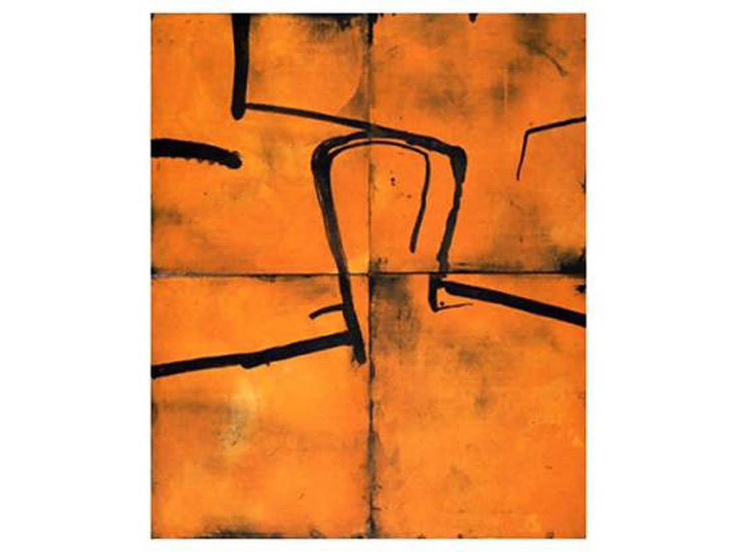 Kopf auf Orange, Graham Fransella, Limitierte Auflage, Radierung, Abstrakt, figürlich 