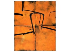 Tête sur orange, Graham Fransella, gravure en édition limitée, abstrait, figuratif 