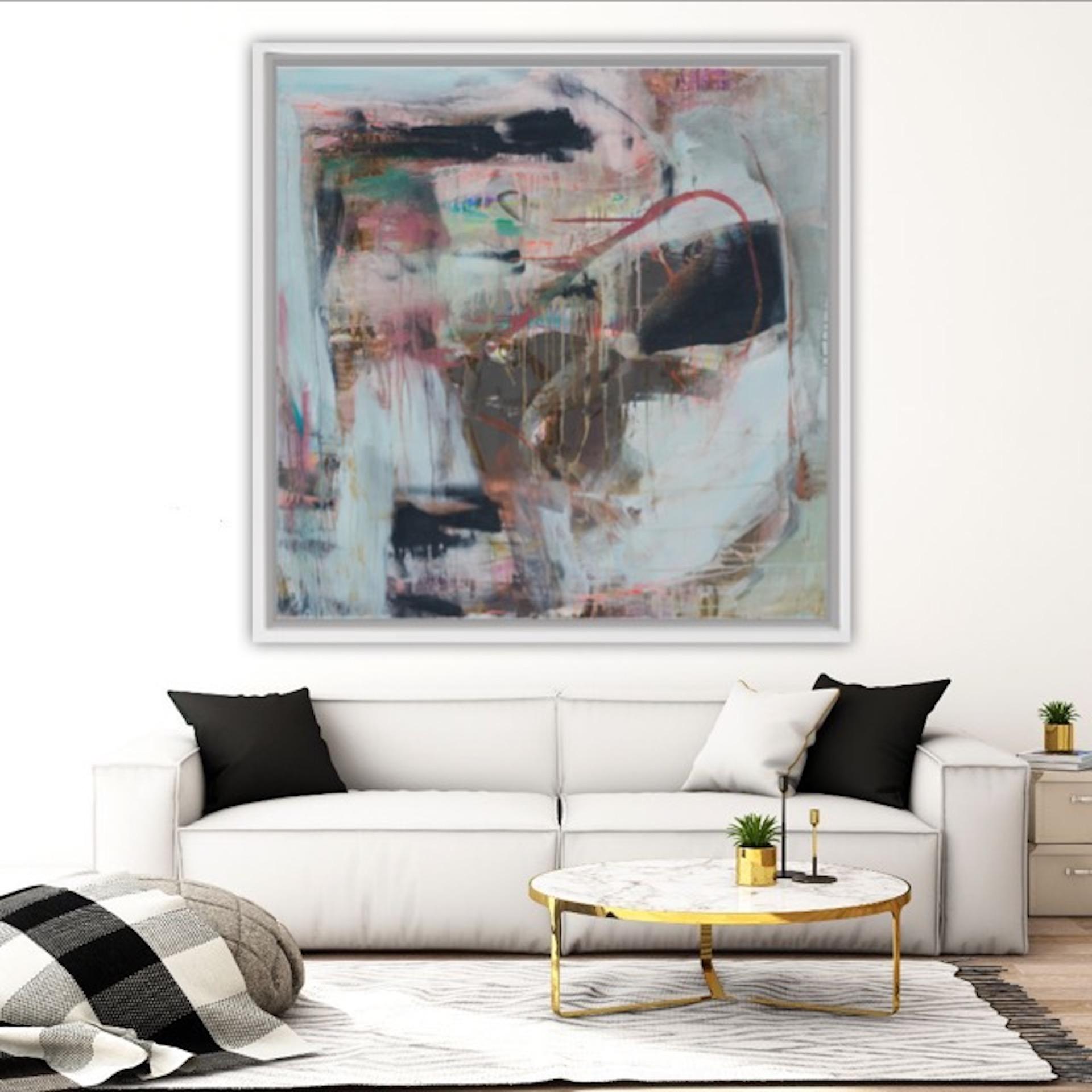 Cammino verso Sennen, Arte astratta, arte originale, rosa, bianco, Arte espressionista in vendita 2