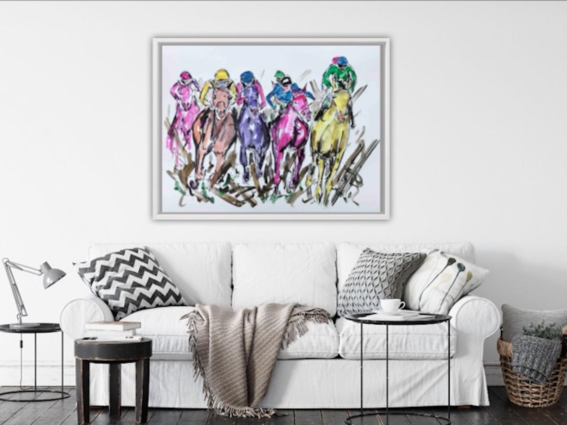 Garth Bayley, Kicking Up the Mud, Horse Racing Painting, Animal Art For Sale 5