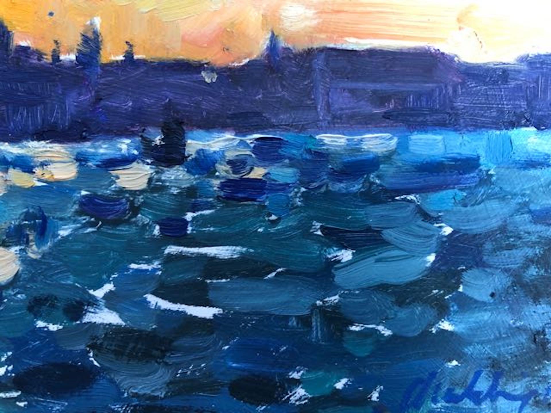 Venice Sunrise by Grabrielle Moulding, Bright Art, Venice Painting, Original Art - Beige Landscape Painting by Gabrielle Moulding