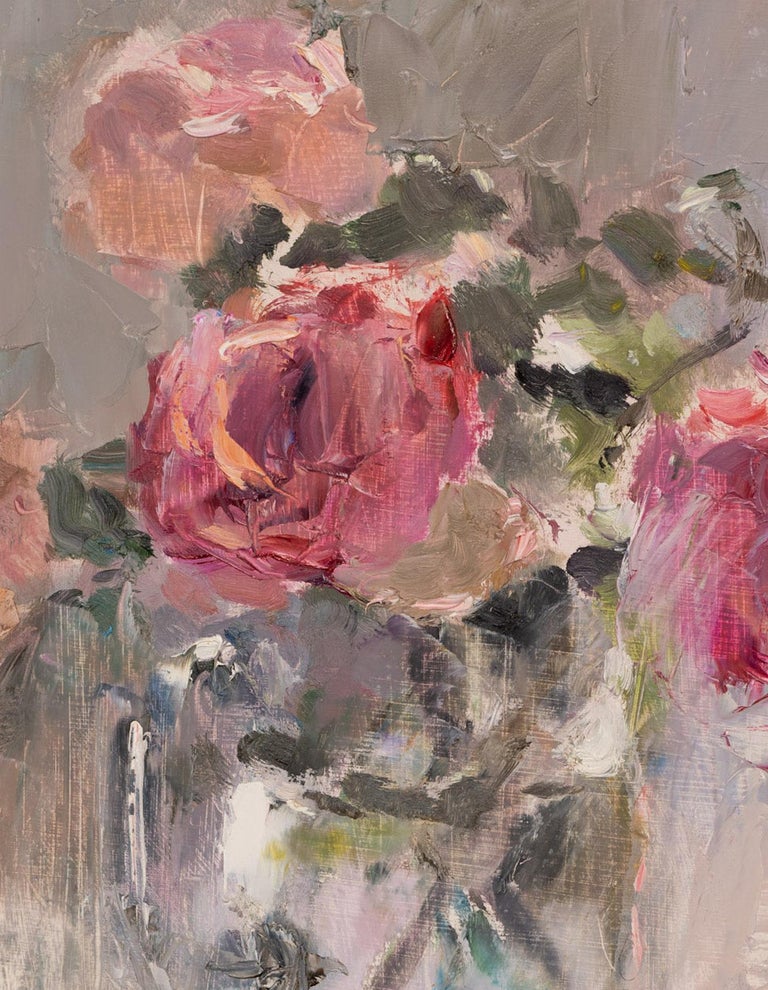 Lynne Cartlidge Roses In A Glass Jug 2 An Original Still Life