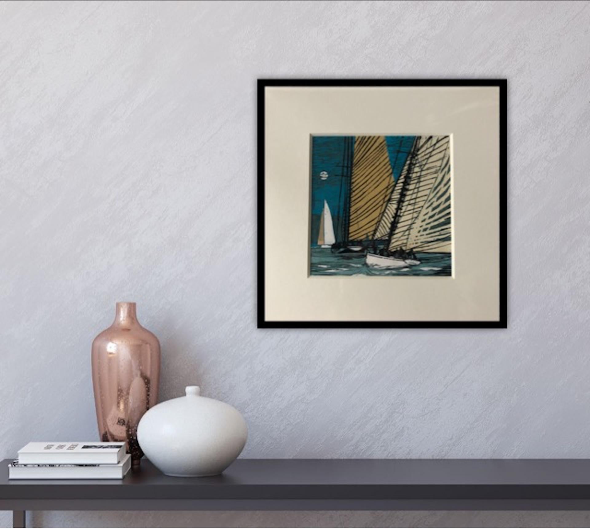 John Scott Martin, Mariette Sails By Moonlight, Sailing Print For Sale 6