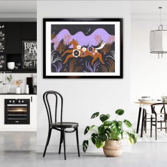 Runner at Night, Agnese Taurina, Silkscreen Print, Purple Art, Figurative Art
