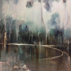 Shaded Pond Virginia Ray Original, affordable, contemporary expressionistic, oil