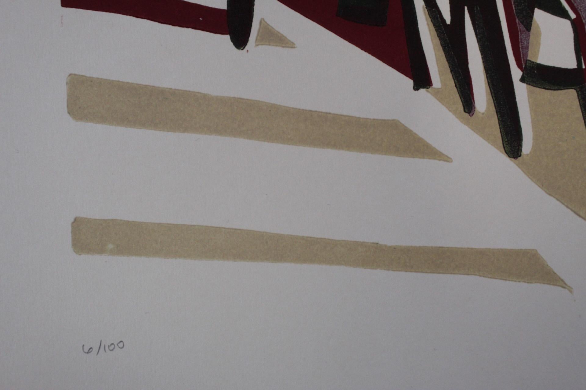 Lisa Takahashi, Echelon, Arte ciclistica, Stampa linoleografica contemporanea, Arte a prezzi accessibili in vendita 9