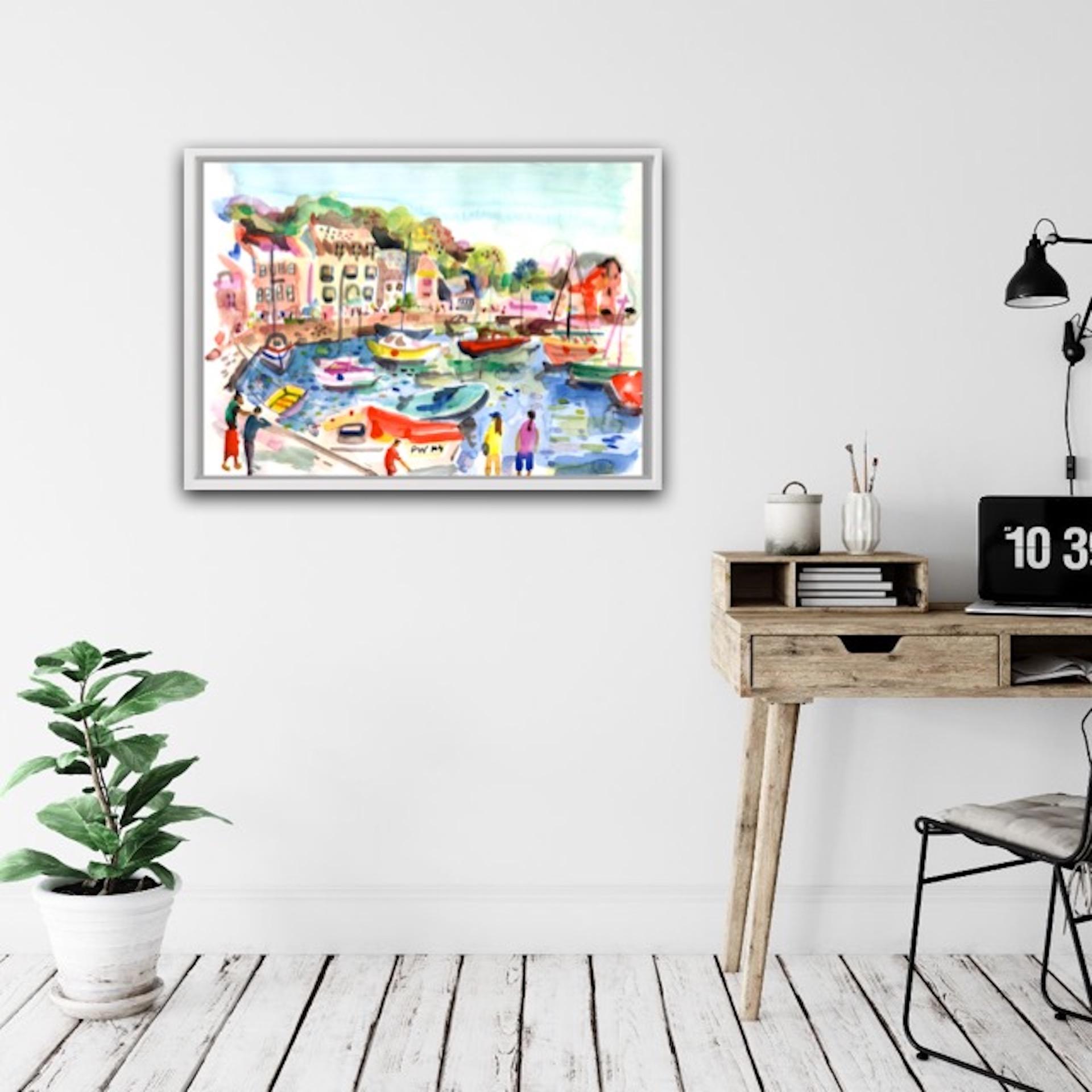 Padstow Harbour BY ANNA-LOUISE FELSTEAD, Contemporary Abstract Seaside Art Prints For Sale 5
