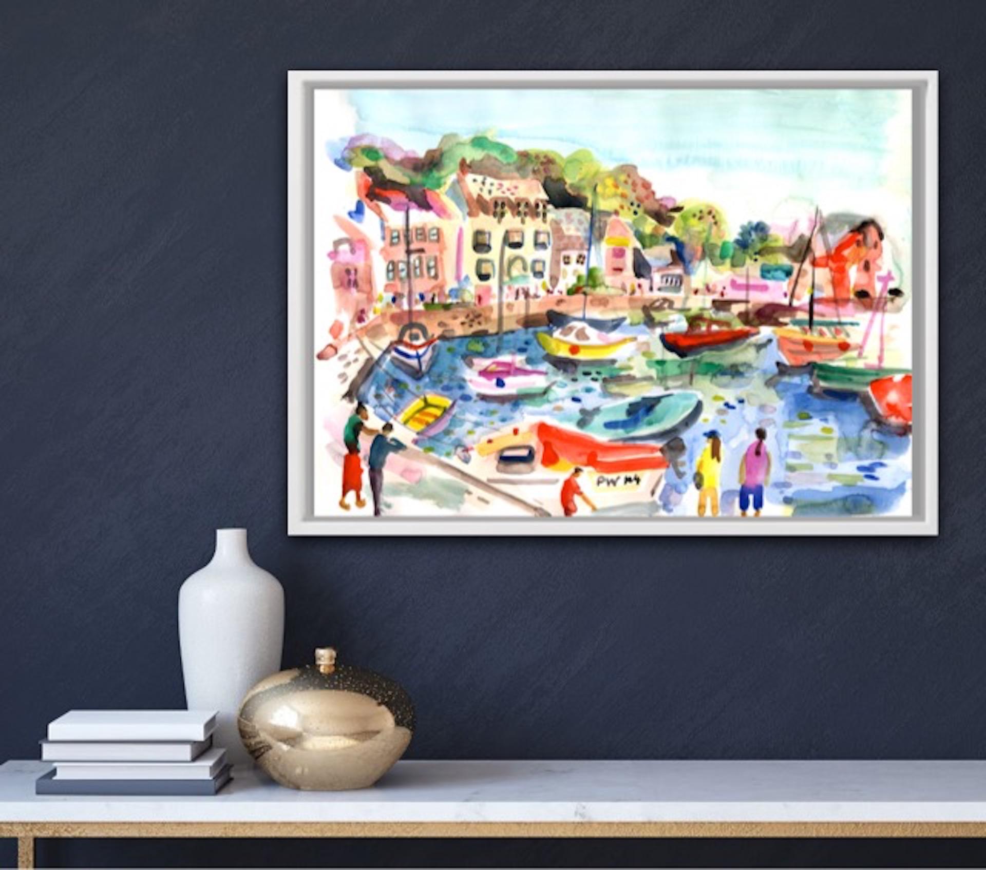 Padstow Harbour BY ANNA-LOUISE FELSTEAD, Contemporary Abstract Seaside Art Prints For Sale 6
