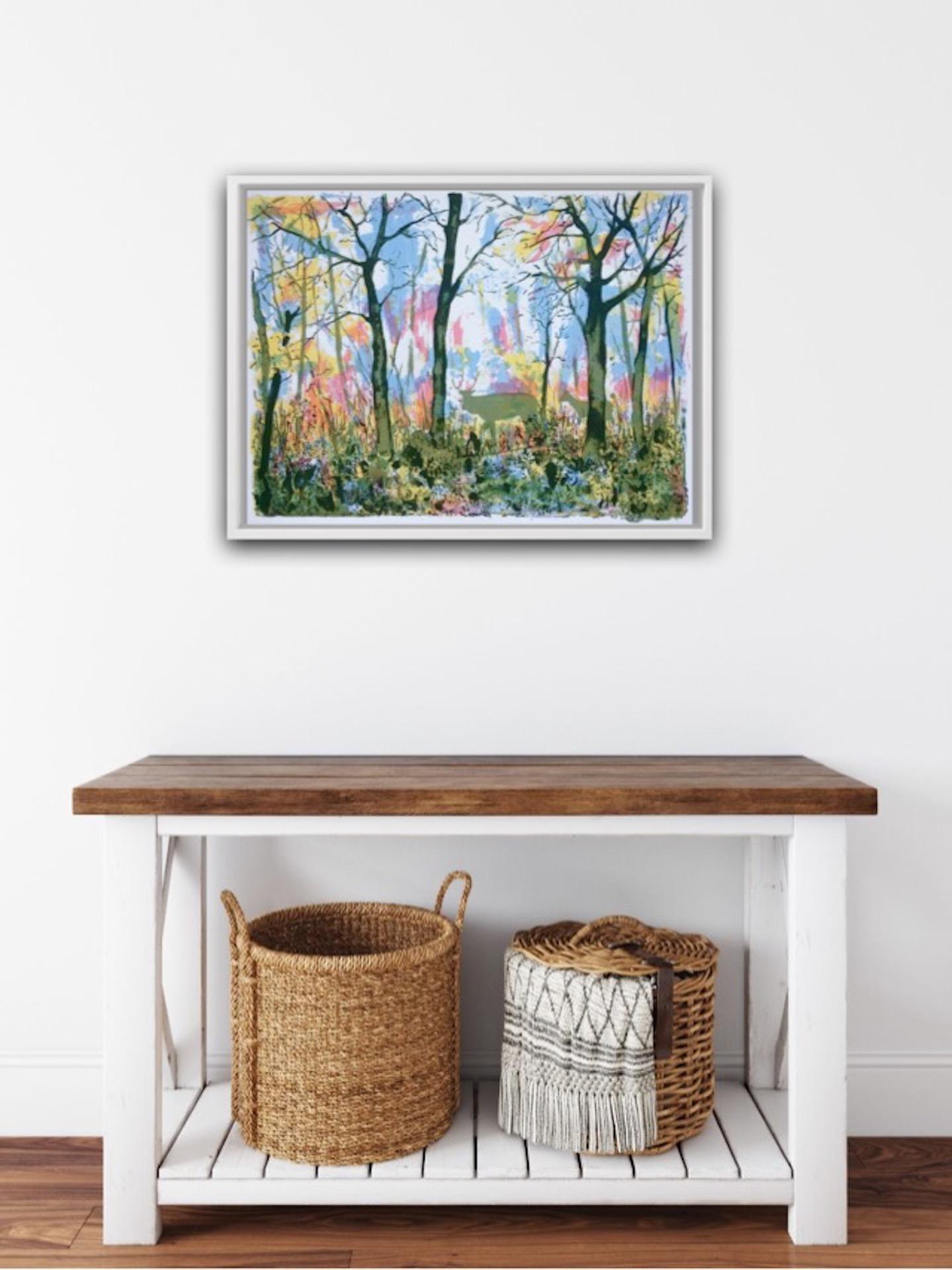Woodland Scene, Tim Southall, Bright Art, Affordable Art, Contemporary Print For Sale 1