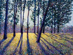 Evensong, peinture de paysage originale de style impressionniste, la saison du printemps