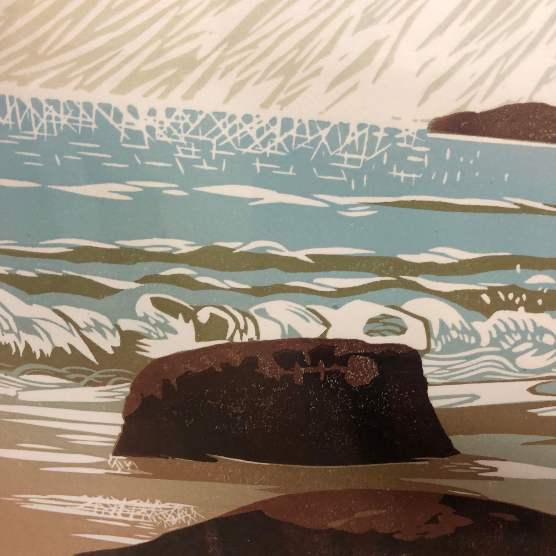 Ian Phillips, Gabbiani del sole, Stampe di paesaggi marini, Arte luminosa, Stampa linoleografica in vendita 8