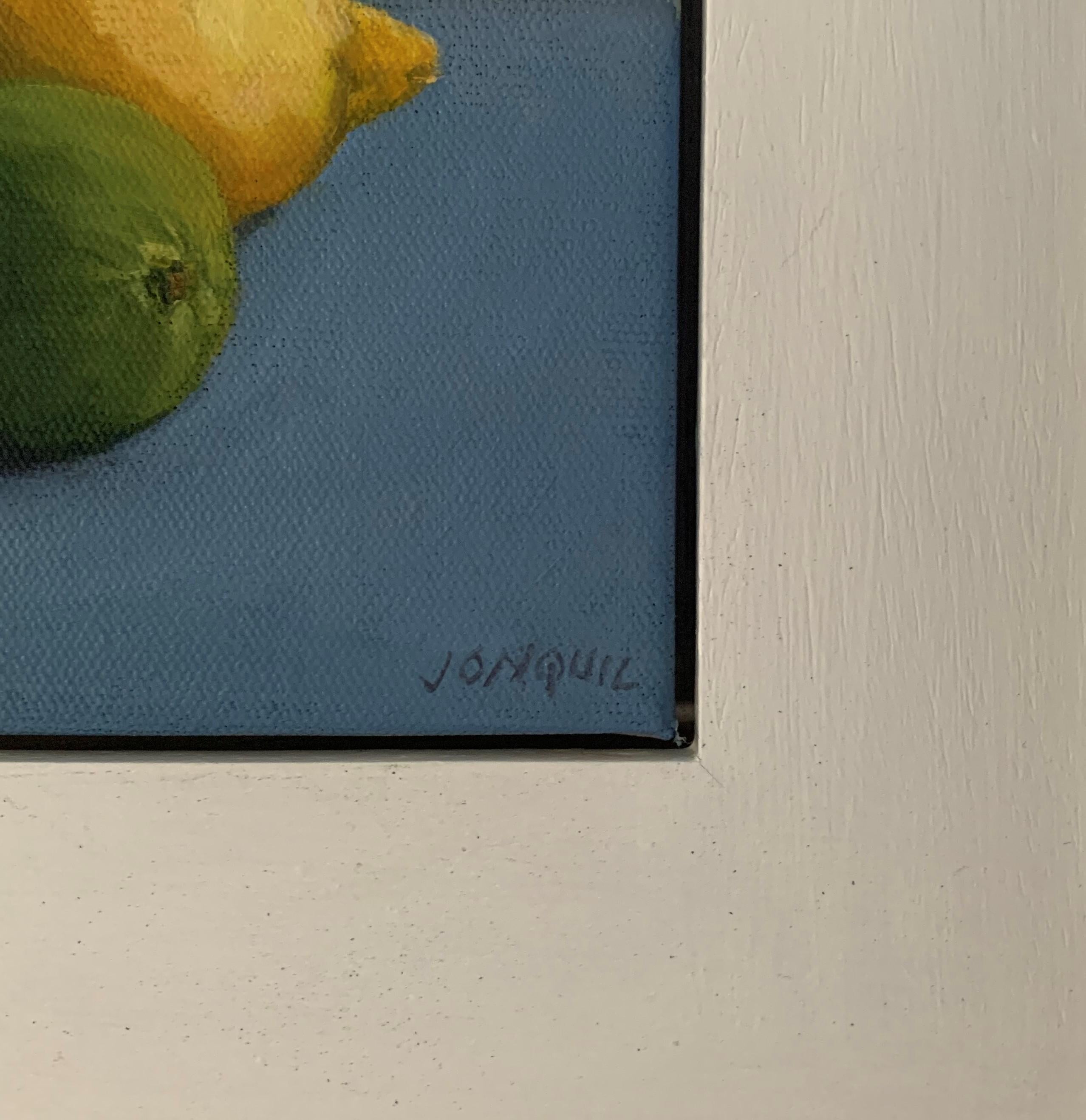 Jonquil Williamson
Lemons and Limes with bBowl
Original Still life Painting
Oil Paint on Canvas
Image Size: H24 cm x W 30cm x D 1.5 cm
Framed Size: H 39cm x W 45cm x D 3cm
Sold Framed (white wood inset frame)
Please note that in situ images are
