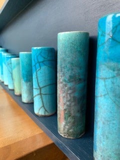 Raku blue I BY EMMA BELL, Ceramic Art, Bright Art, Installation Artwork