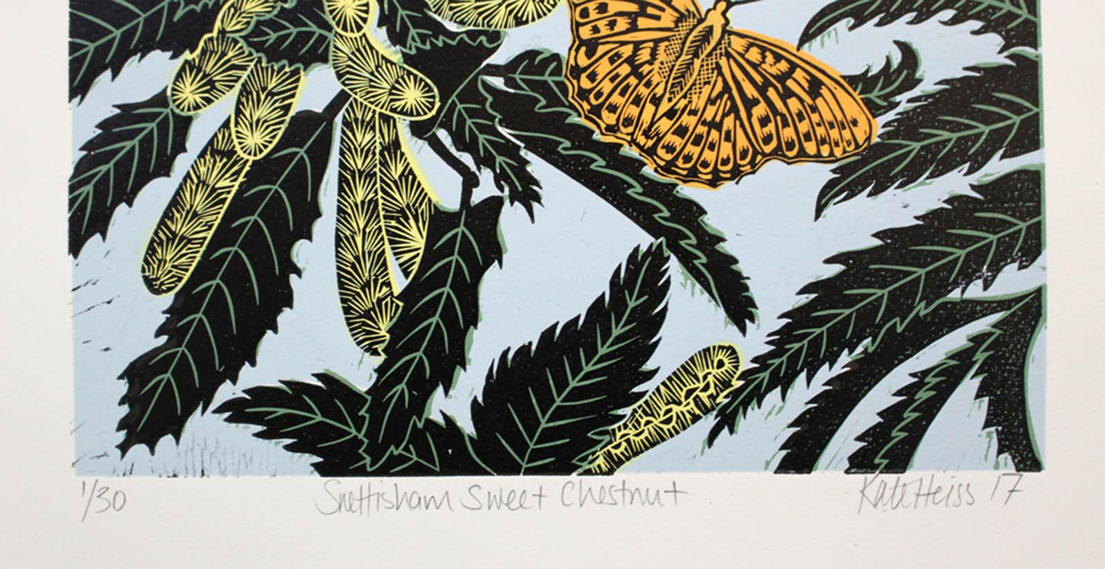 Snettisham Sweet Chestnut, Kate Heiss, Limited edition linocut print, Butterfly For Sale 2