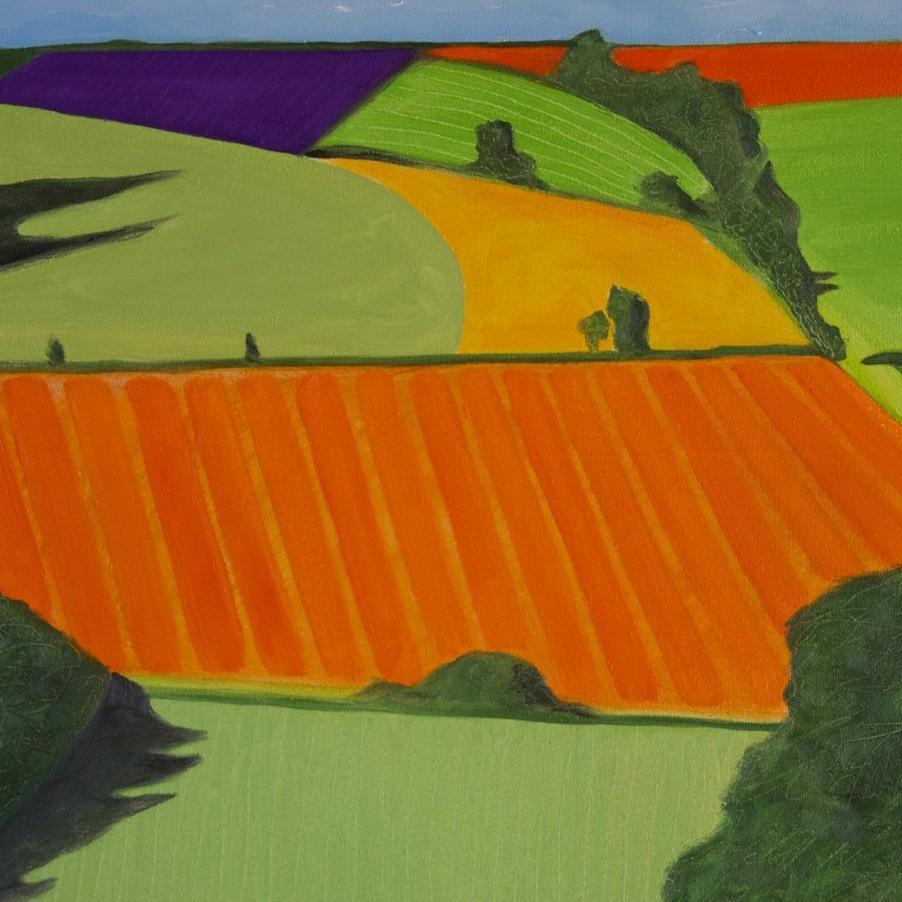Warwickshire Landschaft, Christo Sharpe, Landschaftskunst, Kunst im Hockney-Stil im Angebot 1