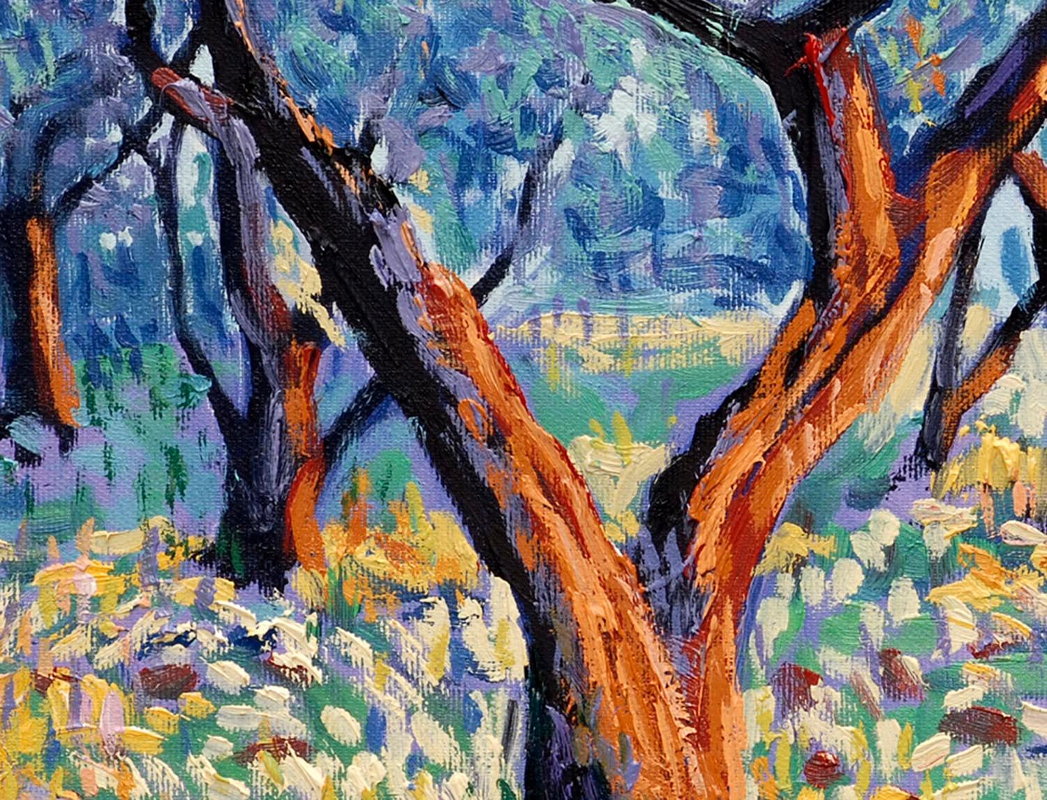 Tree Poem 10 (The Olive Grove) impressionist oil painting - Painting by Lee Tiller