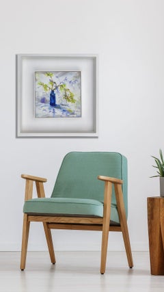 Blue Bottle and Spring Green BY ANGELA GORDON-WEBB, Original Still Life Painting