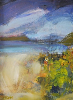 Lucy Powell, Paisaje de playa, Arte original de paisaje marino, Pintura impresionista