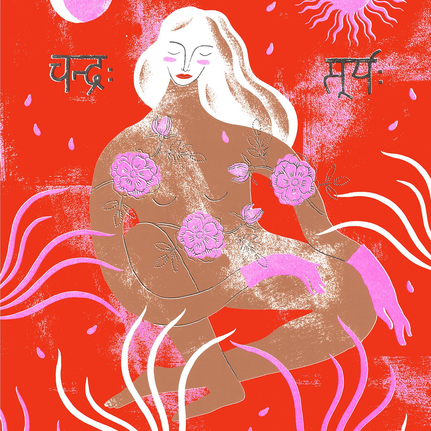 Goddess Shakti, Limited edition Silkscreen print BY AGNESE TAURINA, Affordable  - Red Abstract Print by Agnese Negriba