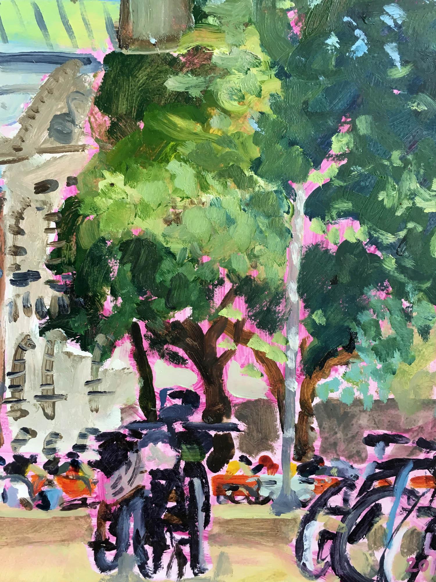 A Plein Air Outdoor Painting of the London Eye and Horse Guards Parade from St James Park London.
Painted by Lisa Takahashi on oil on board in July 2018, unframed, signed. 