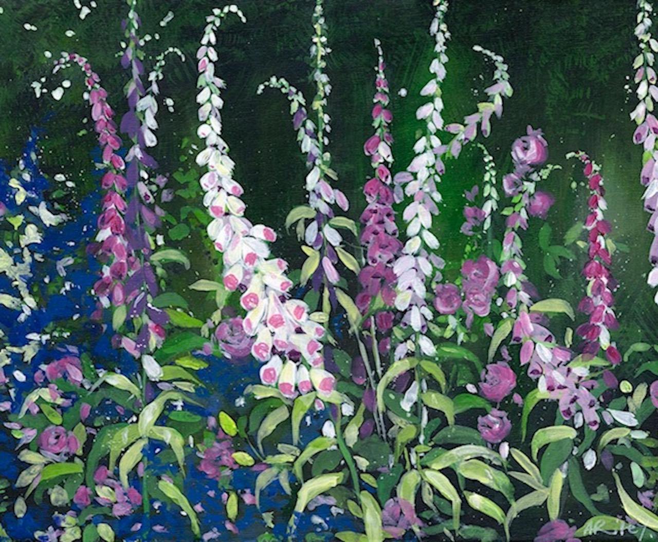 Adele Riley, Foxgloves, Original Impressionist Landscape Painting, Nature Art