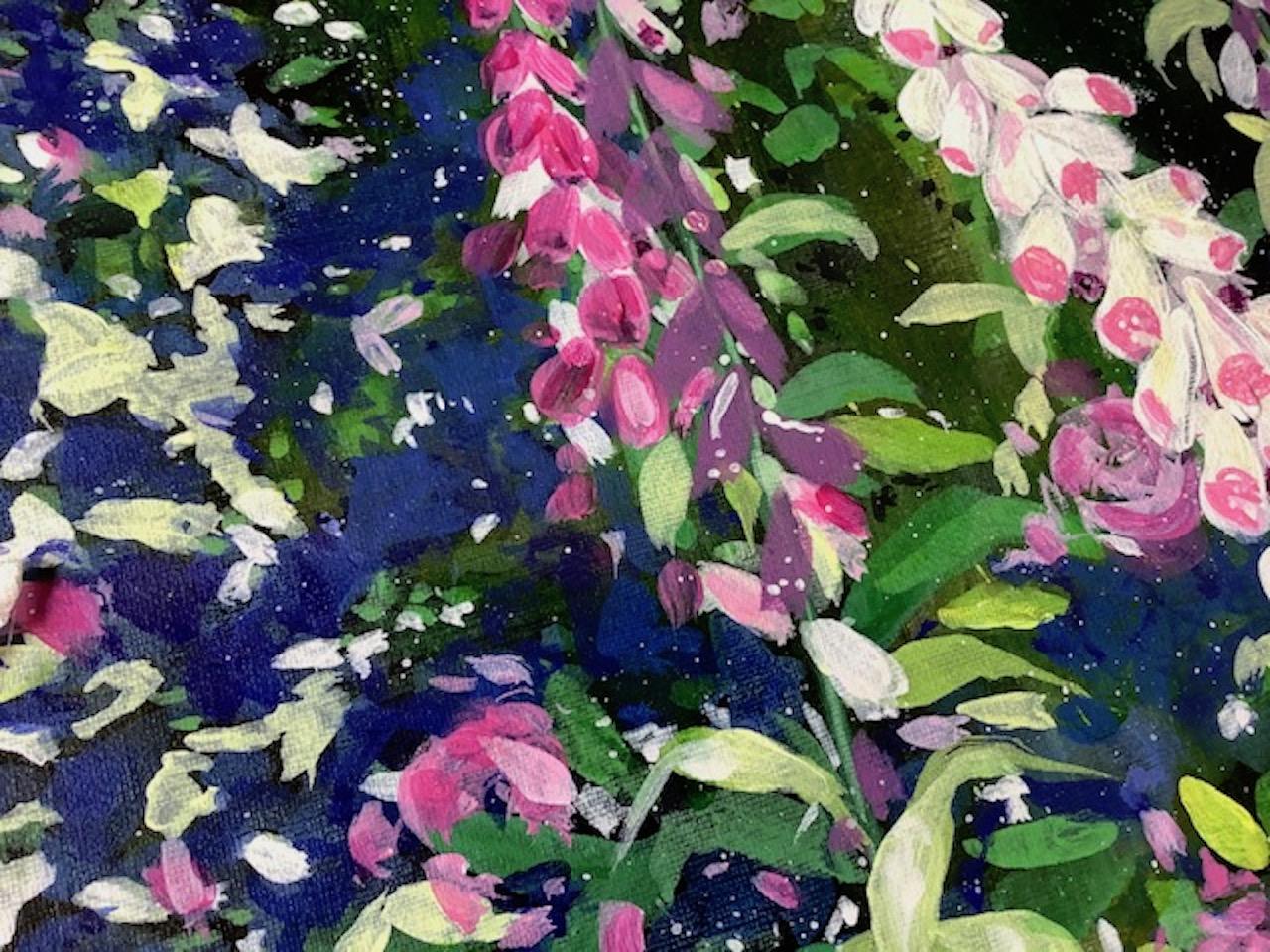 Adele Riley
Foxgloves
Original Nature Painting
Acrylic Paint and Acrylic Inks on Canvas
Image size: H 30cm (12″) x W 40cm (15.75″) x D 2cm (0.8″)
Sold Unframed
Please note that in situ images are purely an indication of how a piece may