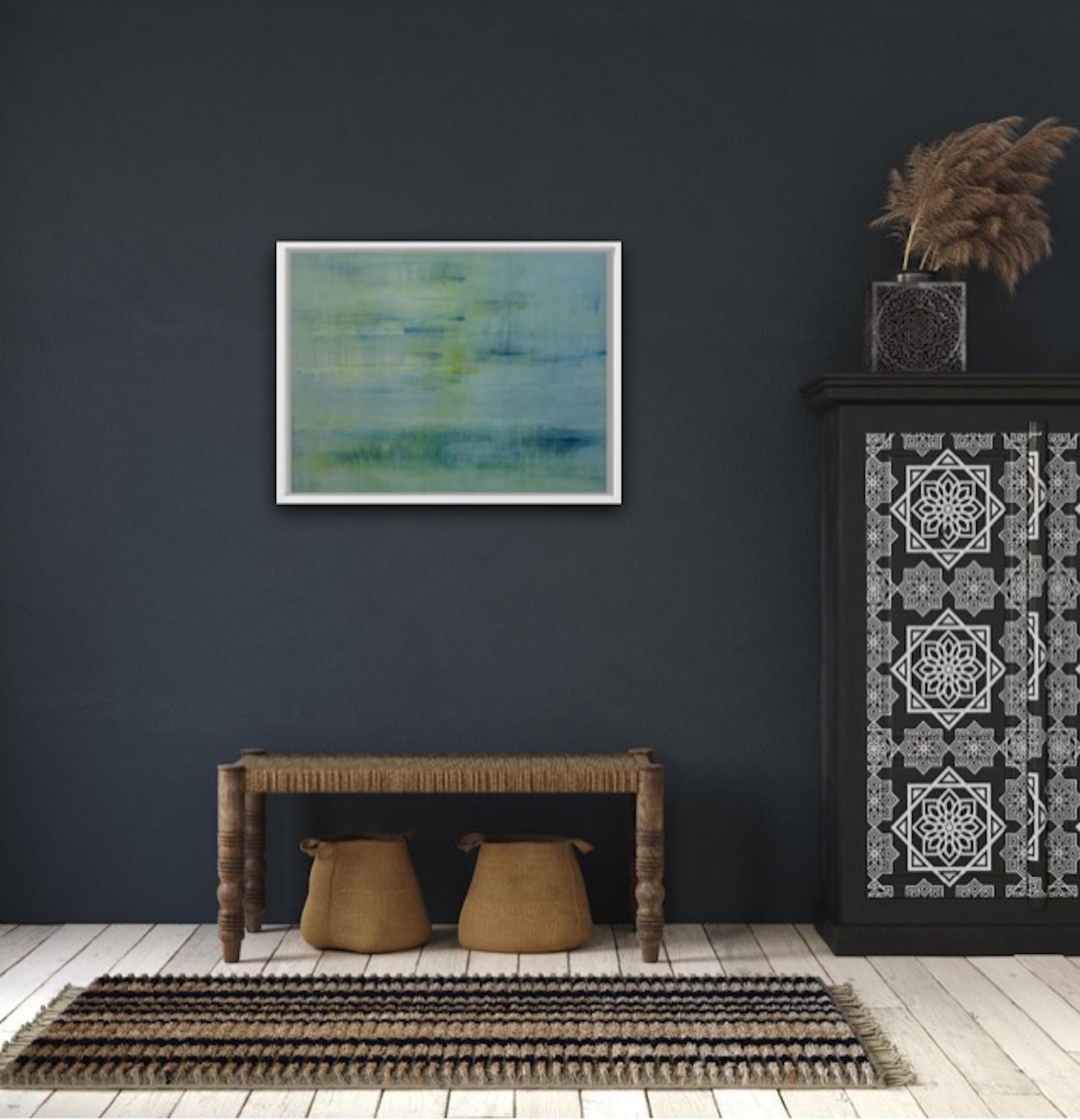 Wasserzeichen, Adrienne Byrne, Blaue Kunst, Grüne Kunst, Original zeitgenössisches Gemälde im Angebot 2