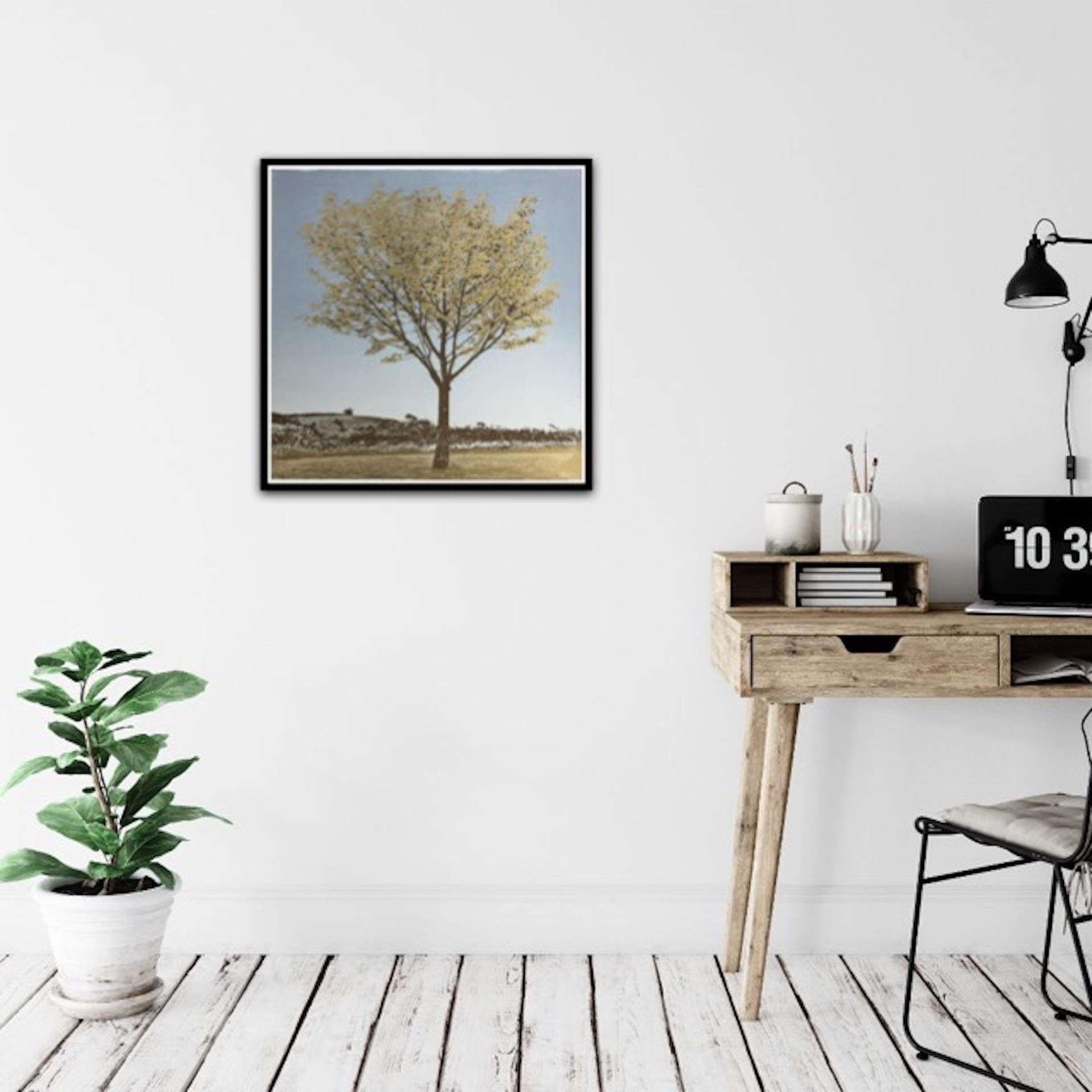 Gold Leaf, Anna Harley, Tree Art, Contemporary Landscape Print, Calm Art, Blue 10