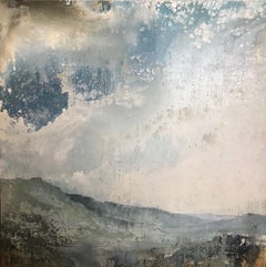 Calmer Skies, James Bonstow, peinture de paysage contemporaine, Bright Art, bleu