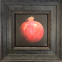 Dani Humberstone, Stripy Red Pomegranate, Realist Art, Still Life Painting