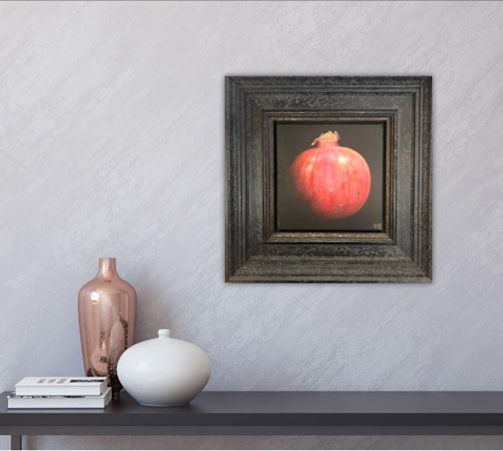 Dani Humberstone
Stripy Red Pomegranate
Original Oil Painting
Oil Paint on Canvas
Image Size: H 19cm x W 19cm x 1cm
Framed Size: H 35cm x W 35cm x D 5cm
Sold Framed

Pomegranate is an original oil painting by Dani Humberstone. The layered black