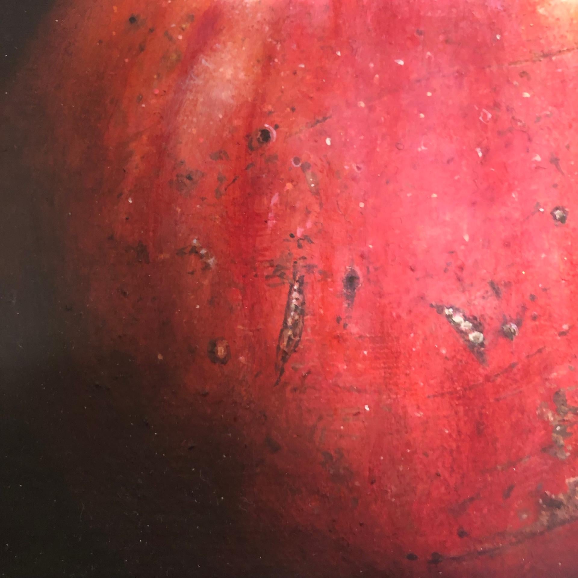 Dani Humberstone, Stripy Red Pomegranate, Realist Art, Still Life Painting 6