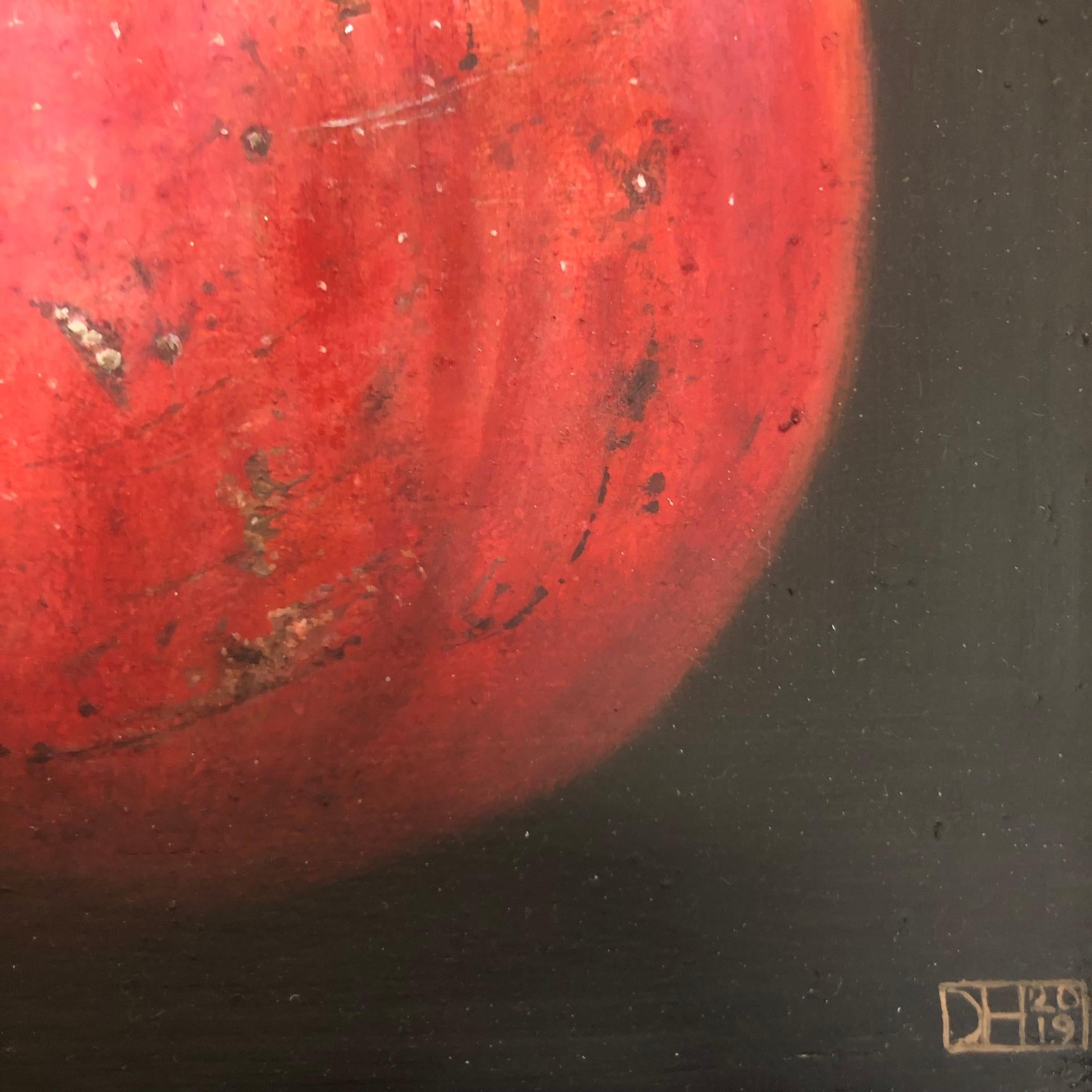 Dani Humberstone, Stripy Red Pomegranate, Realist Art, Still Life Painting 8