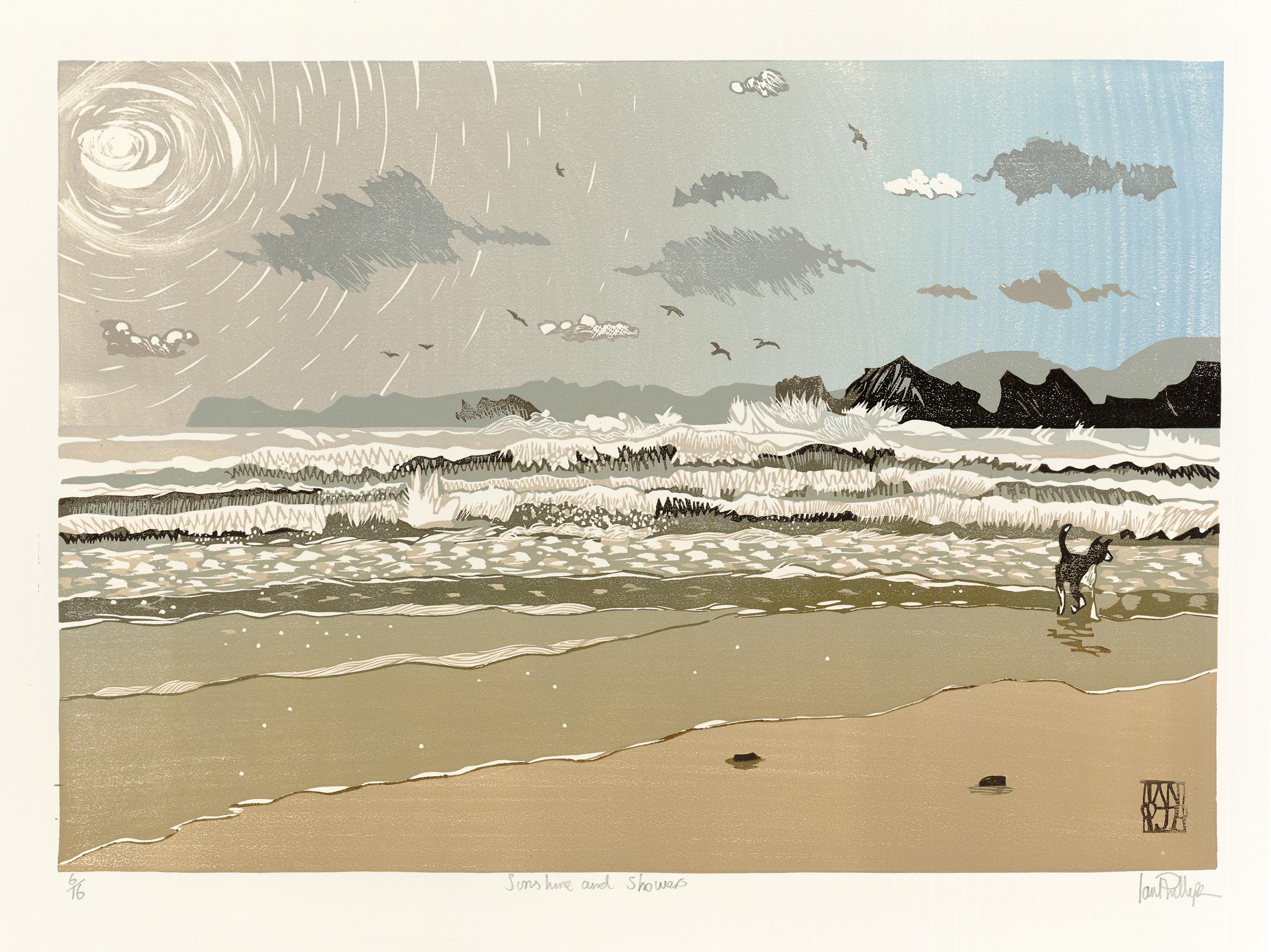 Ian Phillips, Sunshine and Showers, Limited Edition Seascape Print, Seaside Art